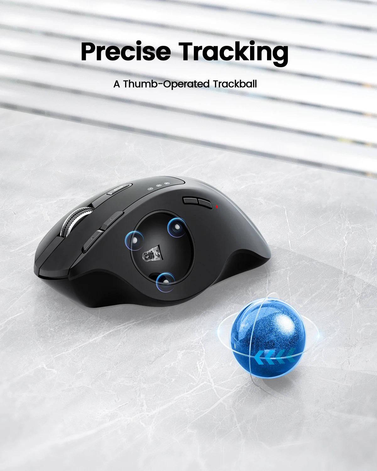 Mouse con trackball recargable inalámbrico Bluetooth 2.4G y conexión multidispositivo