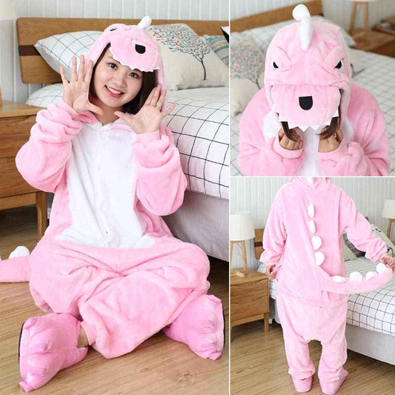Pijamas de dibujos animados de dinosaurios para niños y adultos