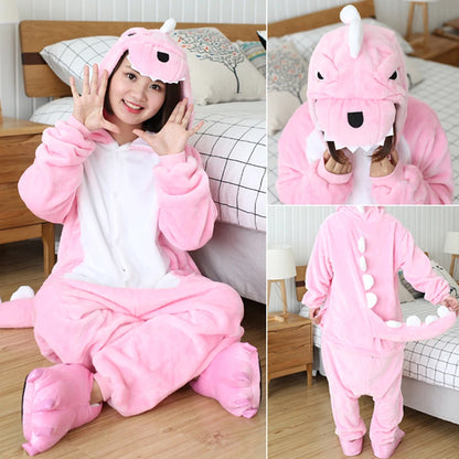 Pijamas de dibujos animados de dinosaurios para niños y adultos