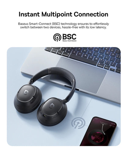Audífonos inalámbricos marca Baseus con bluetooth 6.0 y cancelación activa de ruido