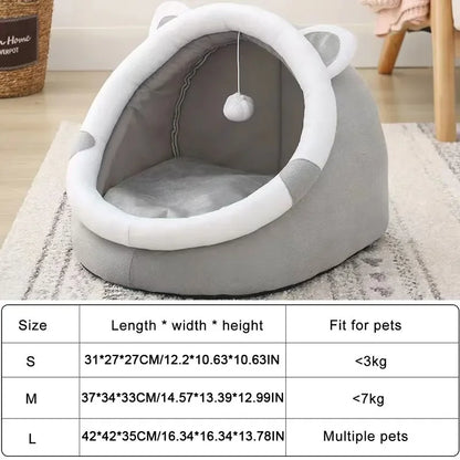Cama cueva para gatos y perros pequeños autocalentable, plegable, extraíble y lavable