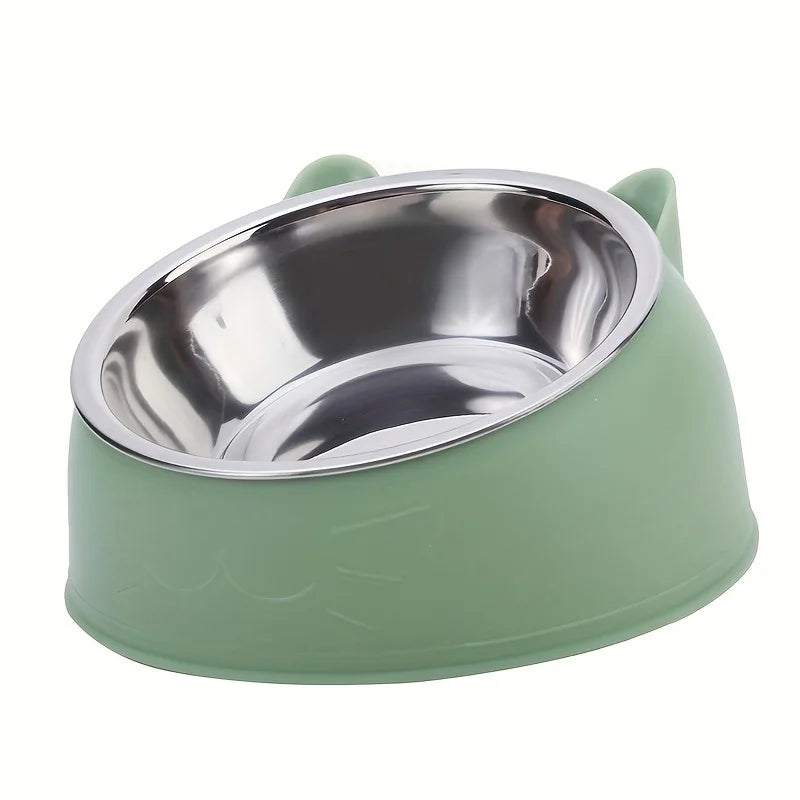 Tazón de acero inoxidable con base PVC para gatos, cachorros y perros
