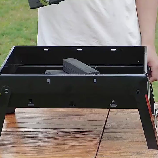 Video de la parrilla portátil plegable a carbón