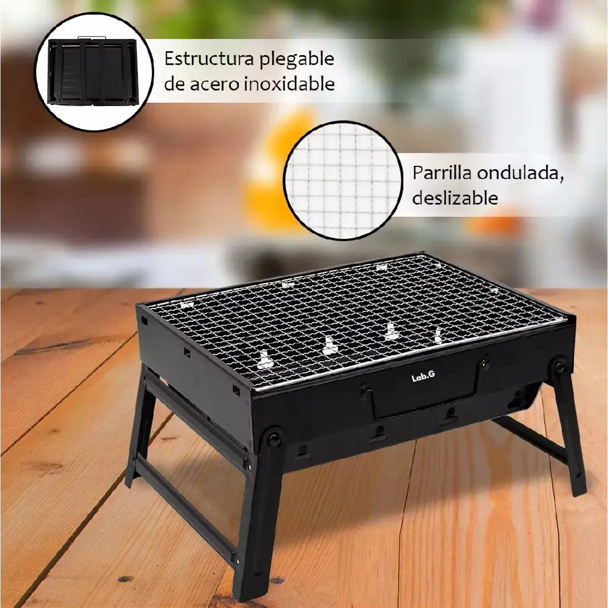 Parrilla portátil plegable a carbón, foto 5